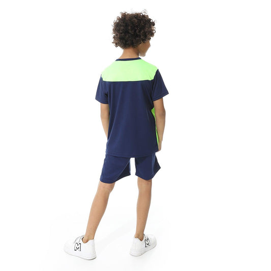 Caesar Boys sports kit with sports T-shirt and shorts طقم رياضي اولادي بتيشيرت رياضي و شورت رياضي نص كم 