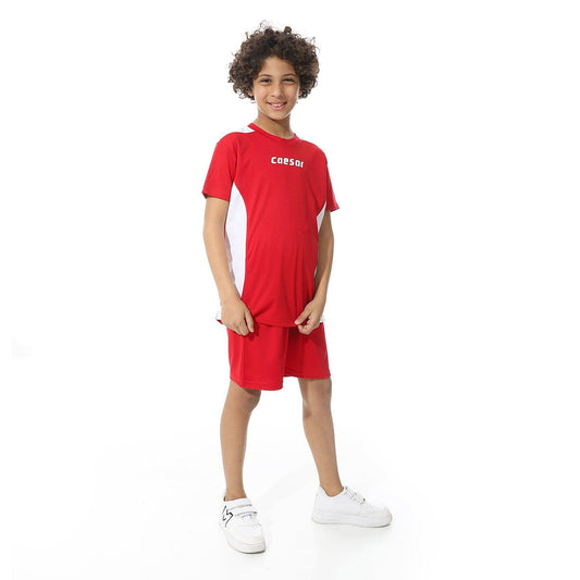 طقم رياضي اولادي بتيشيرت رياضي و شورت رياضي - Boys sports t-shirt with sports shorts 