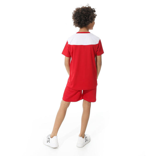 طقم رياضي اولادي بتيشيرت رياضي و شورت رياضي - Boys sports t-shirt with sports shorts 