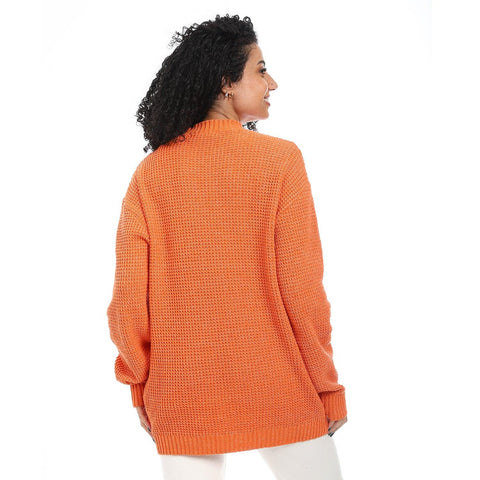 Women Wool Long Pullover Round Neck