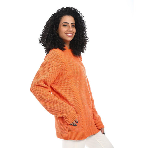 Women Wool Long Pullover Round Neck