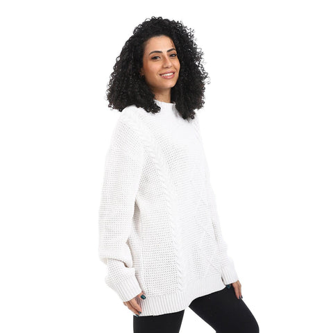 Women Wool Long Pullover Round Neck