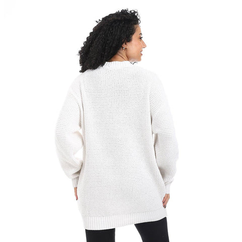 Women Wool Long Pullover Round Neck