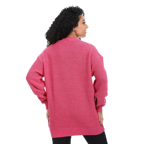 Women Wool Long Pullover Round Neck