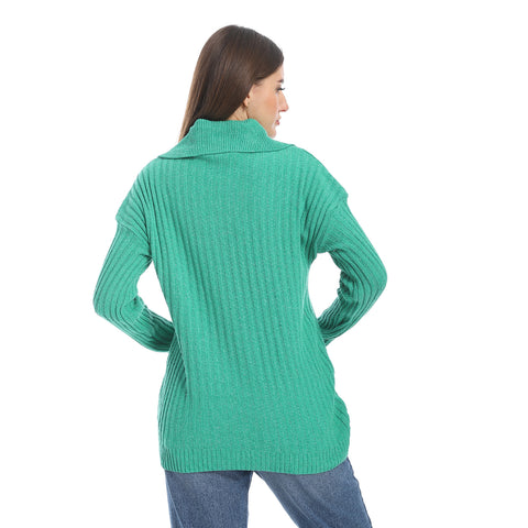 women wool plain pullover with collar and multidesign