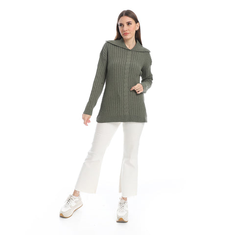 women wool plain pullover with collar and multidesign