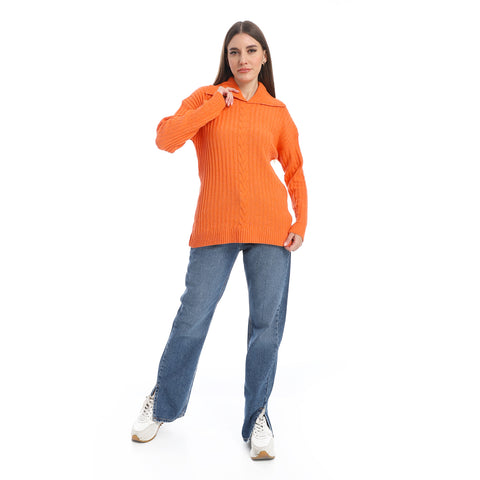 women wool plain pullover with collar and multidesign