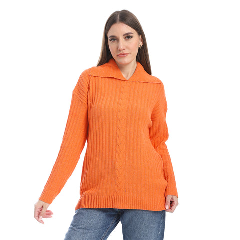 women wool plain pullover with collar and multidesign