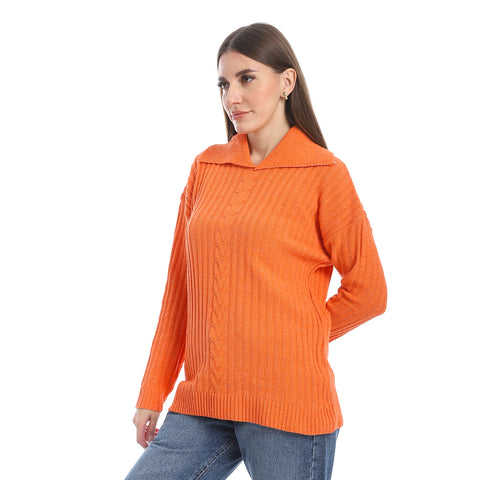 women wool plain pullover with collar and multidesign