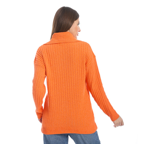 women wool plain pullover with collar and multidesign