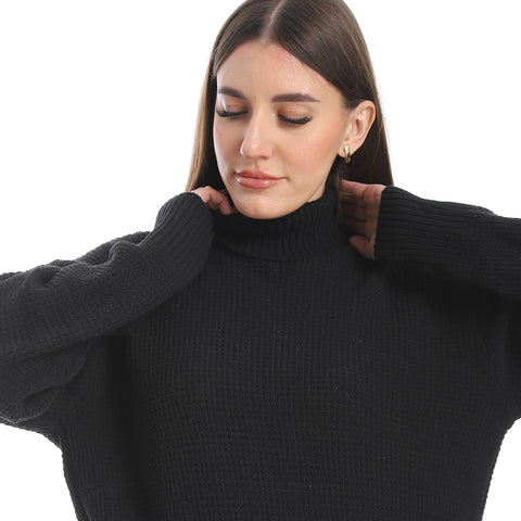 women wool plain pullover with high neck and multidesign