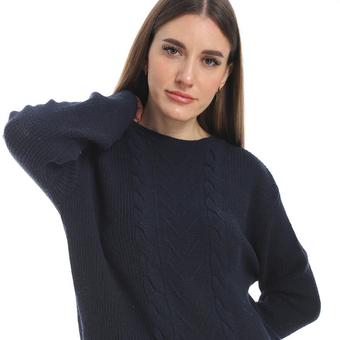 Women wool pullover with round neck