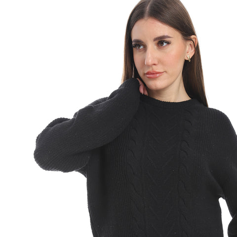 women wool plain pullover with round neck and multidesign