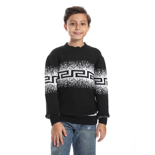 Wool Boys Pullover With Multi Design