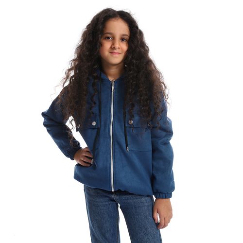 Girls Shamois Lining Jacket With Pockets And Zipper