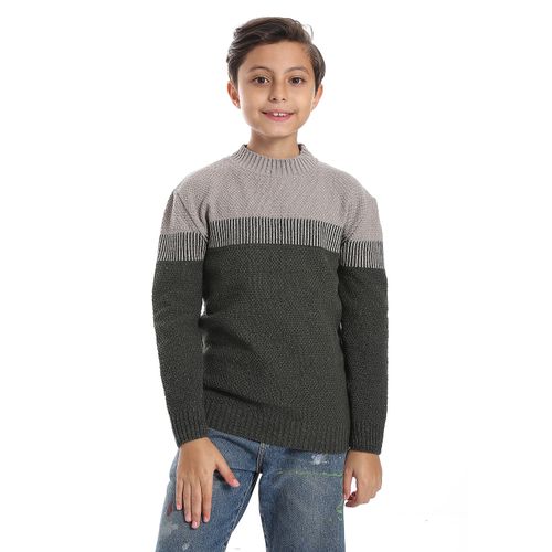 Wool Boys Pullover With Multi Design