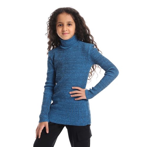 Girls Wool Pullover With High Neck