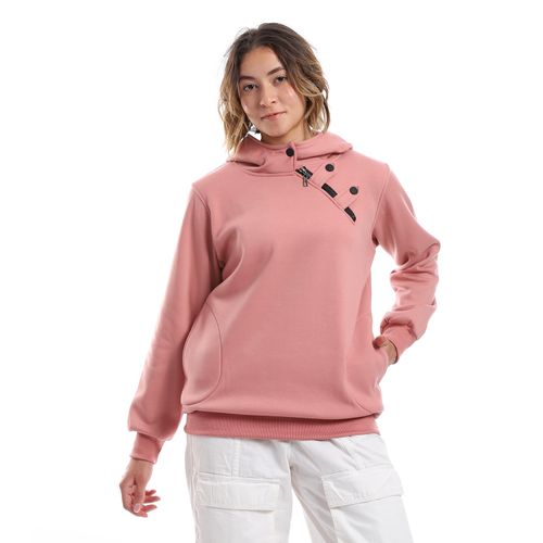 Women Closed Hoodie With Zipper and Buttons