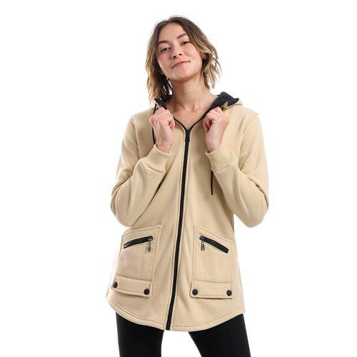 Women Hoodie With Front Zipper and Pockets