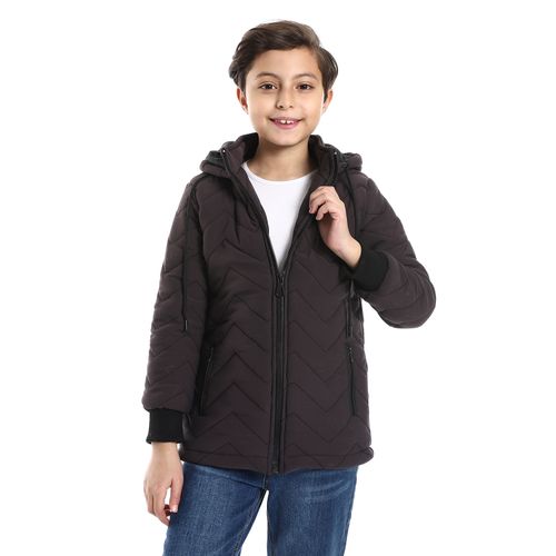 Boys Capotene Lining Jacket With Zipper-black