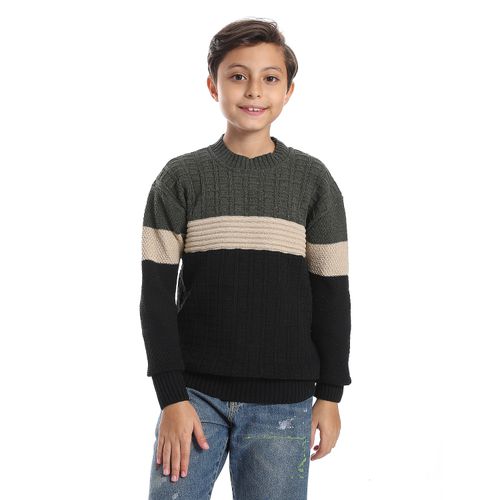 Wool Boys Pullover With Multi Design