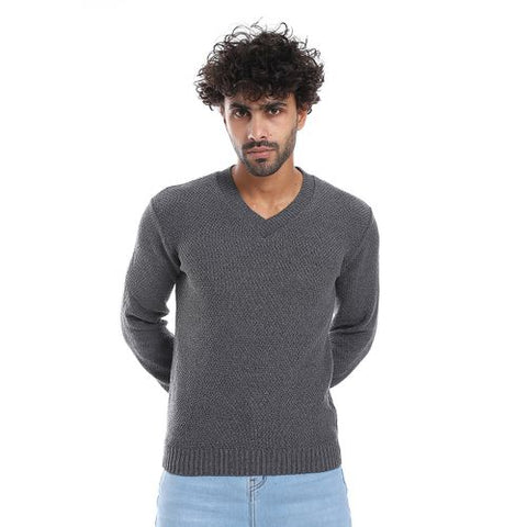 Men wool Pullover with V Neck