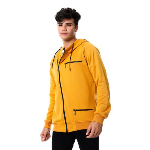 Mens Front Pockets Zipped Hoodie