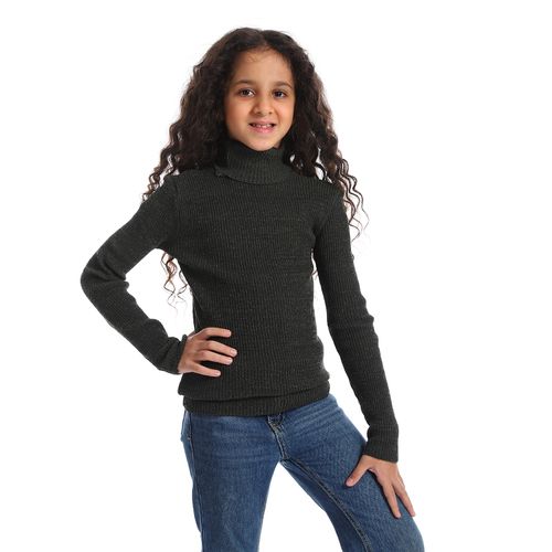 Girls Wool Pullover With High Neck