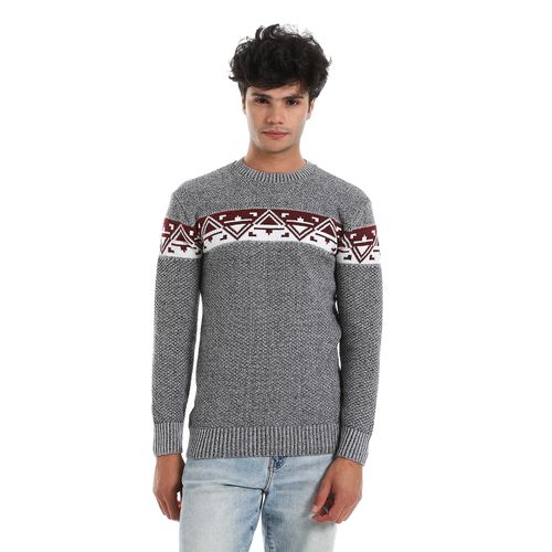 Men's Wool Pullover with Multi Design