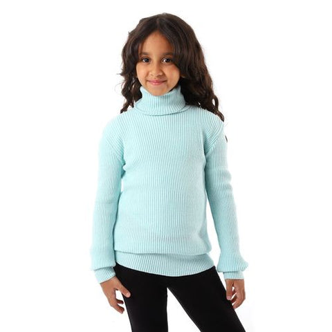 Girls Wool Pullover With High Neck