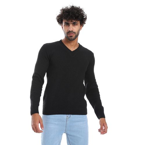 Men's wool Pullover with V Neck