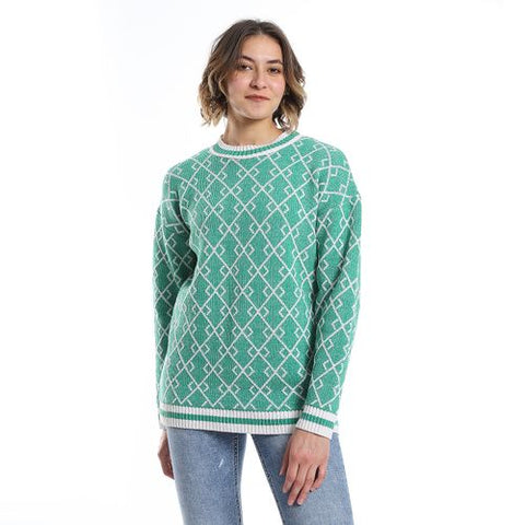 women wool pullover with round neck