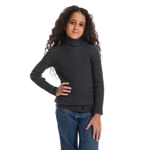 Girls Wool Pullover With High Neck