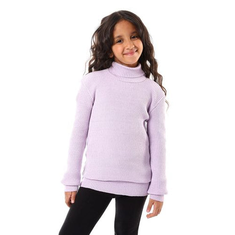 Girls Wool Pullover With High Neck