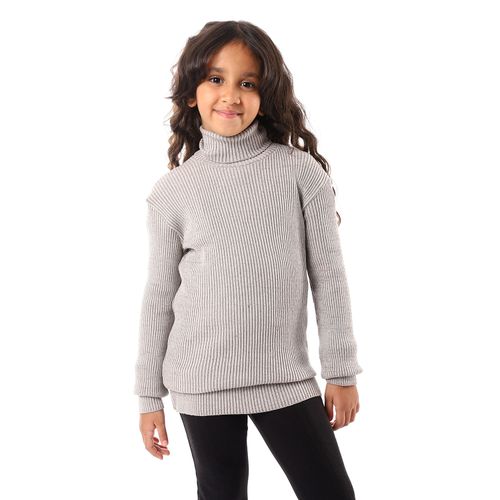 Girls Wool Pullover With High Neck