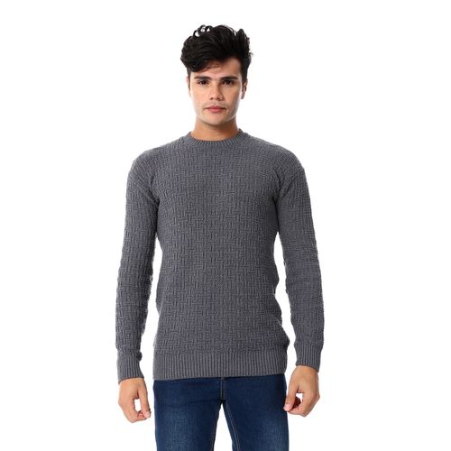 Men wool pullover with round neck