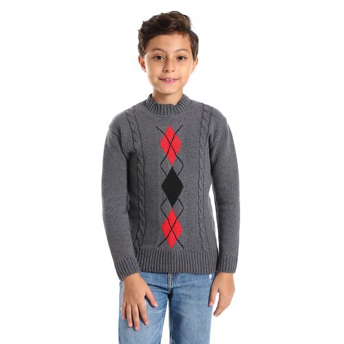 Wool Boys Pullover With Multi Design