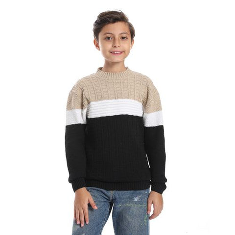 Wool Boys Pullover With Multi Design