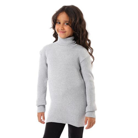 Girls Wool Pullover With High Neck