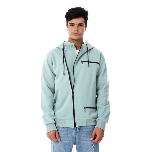 Mens Front Pockets Zipped Hoodie