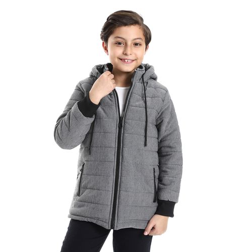 Boys Capotene Lining Jacket With Zipper-grey