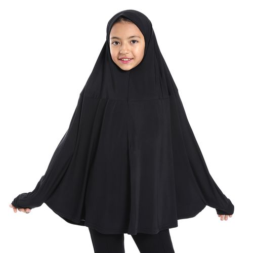 Plain Prayer Veil for Girls with Long Sleeves black