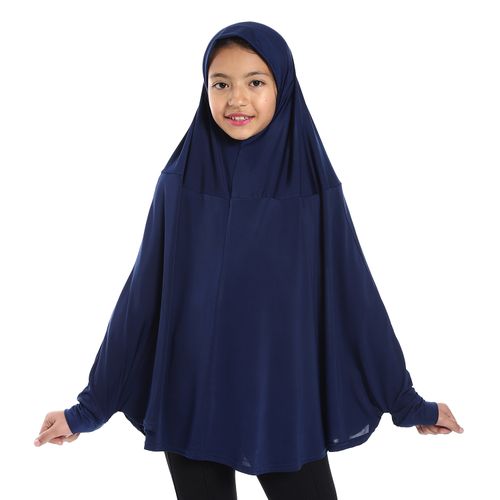 Plain Prayer Veil for Girls with Long Sleeves Blue