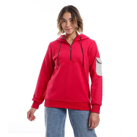 Women's sweatshirt with sleeve Pocket and zipper