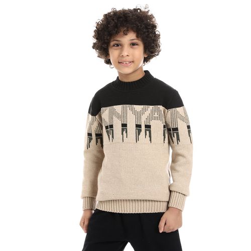 Wool Boys Pullover With Multi Design