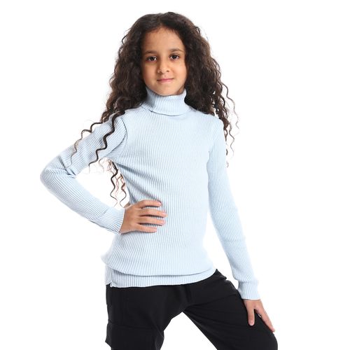 Girls Wool Pullover With High Neck