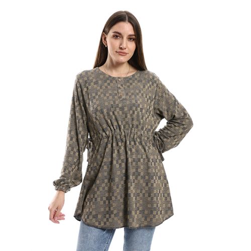 Women Plain Blouse with Long Sleeves Multicolor