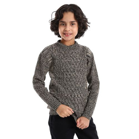 Wool Boys Pullover With Multi Design