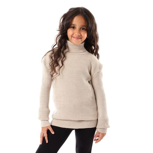 Girls Wool Pullover With High Neck