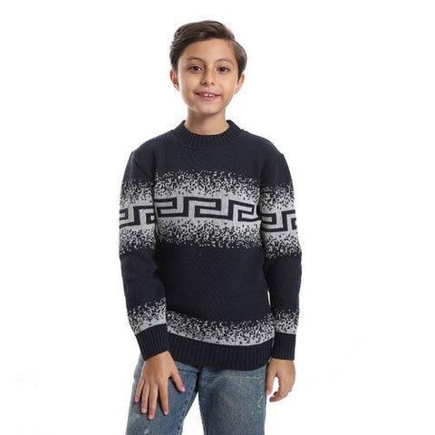 Wool Boys Pullover With Multi Design